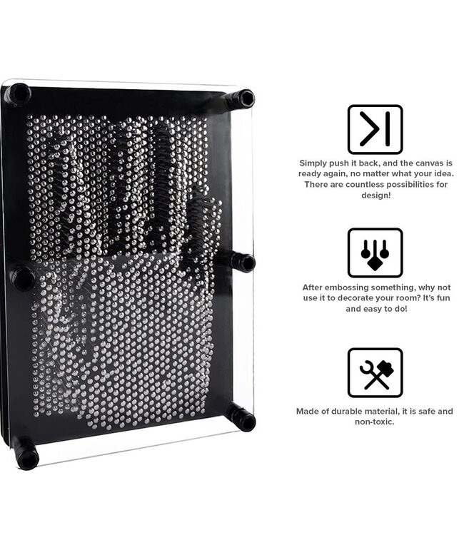 Mad Monkey - Handafdruknaalden 3D-spijkerbord, nagelafbeelding, zwart, zilver