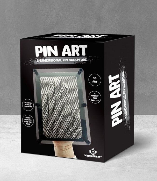 Mad Monkey - Handafdruknaalden 3D-spijkerbord, nagelafbeelding, zwart, zilver