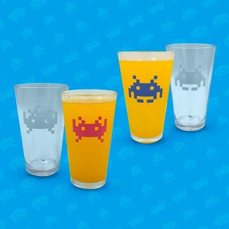 Mad Monkey Space Invaders - glazen set van 2 - met kleurwissel