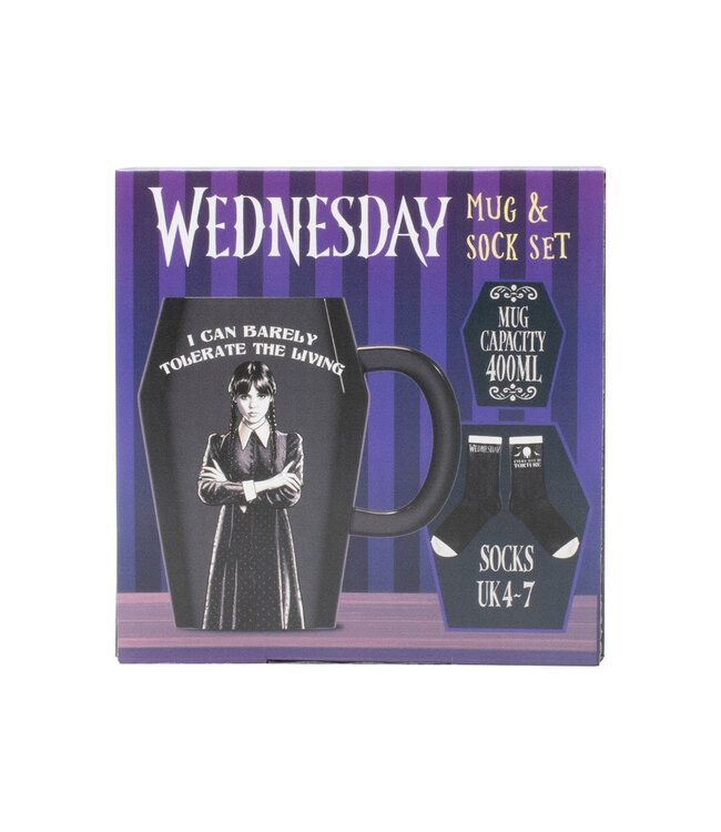 Woensdag - Tasse & Socken Set im Sarg Design