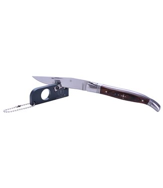 Laguiole - Zakmessenset met sleutelhangerslijper - RVS, Pakkahout - Handig voor buitenactiviteiten - Mooie geschenkverpakking - RVS