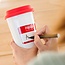 Keramische mok met siliconen deksel "Hello - My Name Is"