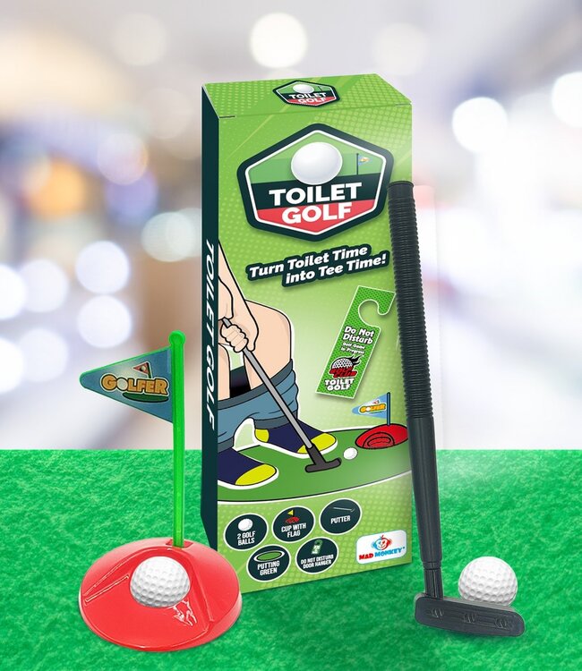 Mad Monkey - minigolfspel met clubs en ballen toiletgolfset, toiletminigolf