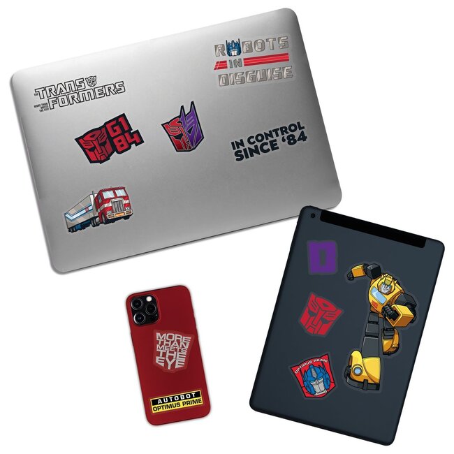 Transformers-stickerset, meer dan 50 stickers in het ontwerp van Optimus Prime & Co., officiële merchandise