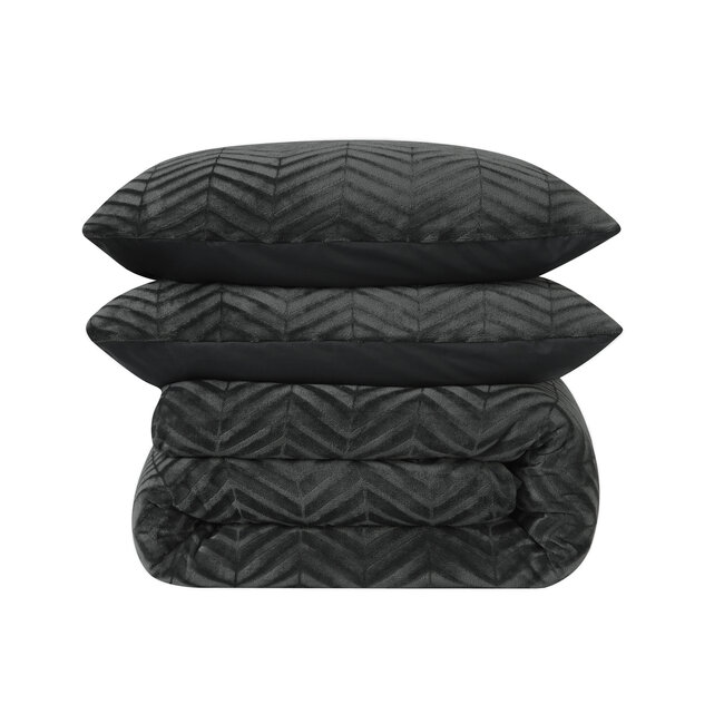 Sleeptime Chevron Teddy Anthrazit 200 × 200/220 - Bettbezug