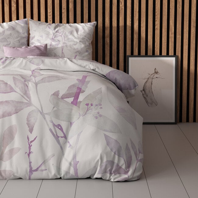 Sleeptime Water Leaves White 240 × 200/220 - Duvet Cover