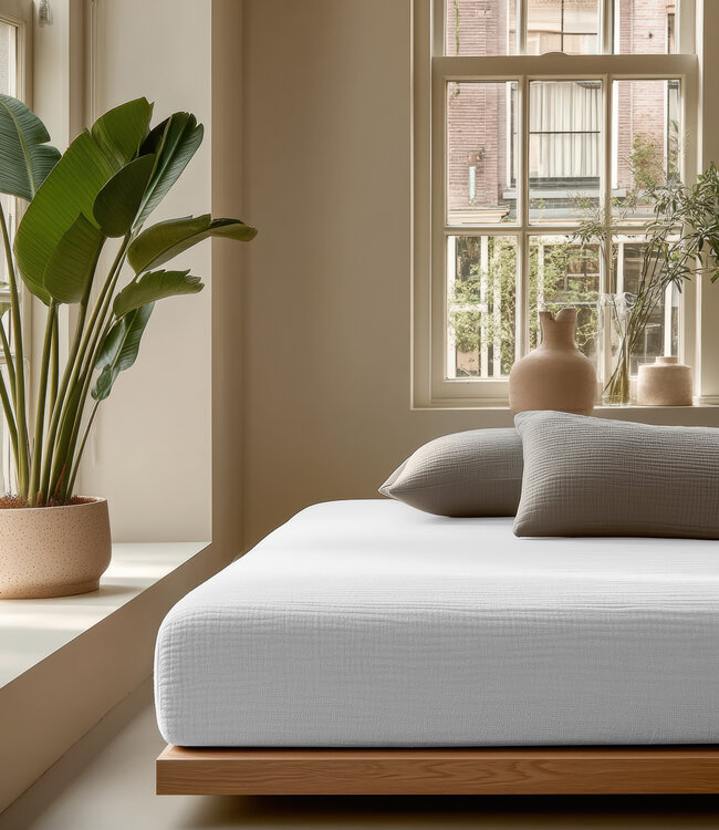 Mousseline wit 90 x 200 + 30