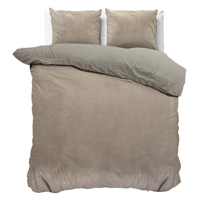 Fluweel effen taupe/grijs 200 x 200/220