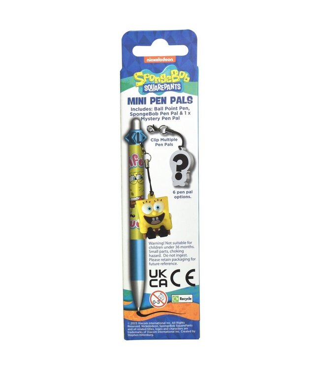 SpongeBob SquarePants balpen met 2 verzamelkarakters, pen in het ontwerp van de populaire kinderserie, officiële merchandise, ideaal voor fans