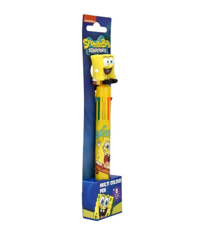 Spongebob Squarepants pen, pen met 8 verschillende kleuren, officiële merchandise, ideaal cadeau-idee