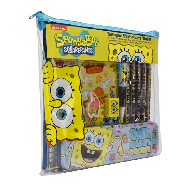 Spongebob Squarepants schrijfset, 11-delige schrijfset met pennen, gummen, liniaal enz., ideaal cadeau-idee voor alle Spongebob-fans