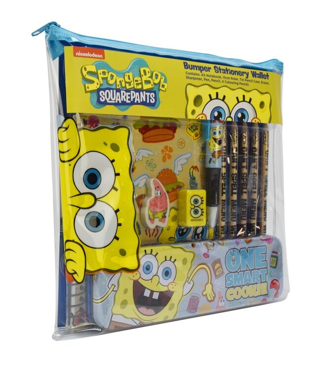 Spongebob Squarepants schrijfset, 11-delige schrijfset met pennen, gummen, liniaal enz., ideaal cadeau-idee voor alle Spongebob-fans