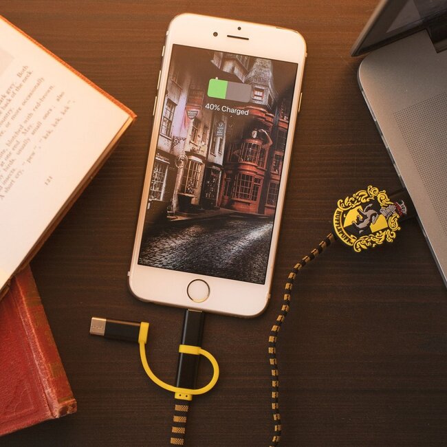 Harry Potter - Huffelpuf 3in1-Ladekabel Sjaal-Kabel (Lightning/Micro/USB-C)