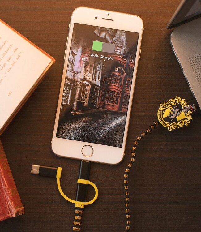Harry Potter - Huffelpuf 3in1-Ladekabel Sjaal-Kabel (Lightning/Micro/USB-C)