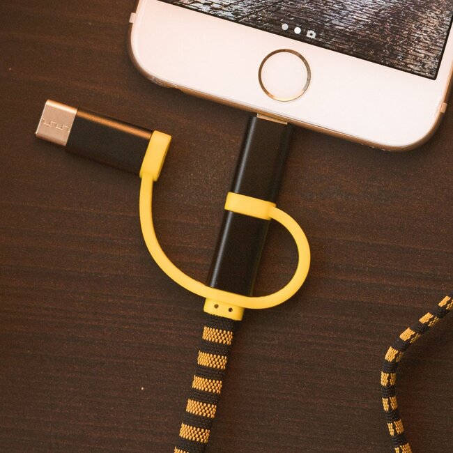 Harry Potter - Huffelpuf 3in1-Ladekabel Sjaal-Kabel (Lightning/Micro/USB-C)