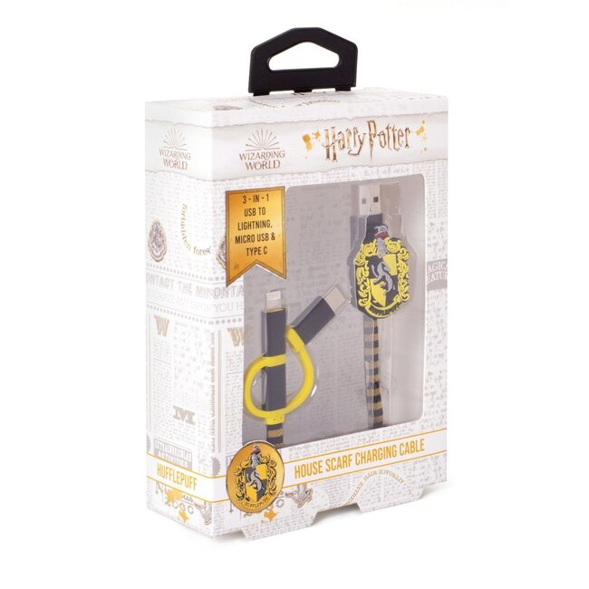 Harry Potter - Huffelpuf 3in1-Ladekabel Sjaal-Kabel (Lightning/Micro/USB-C)
