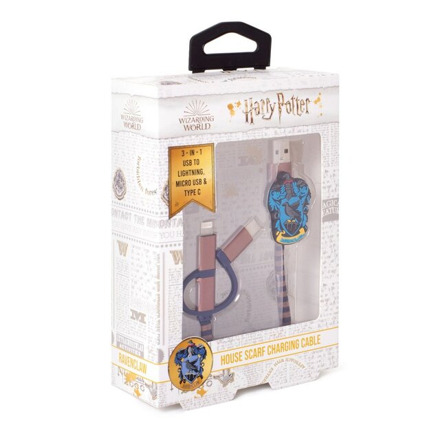 Harry Potter - Ravenclaw 3in1-Ladekabel Sjaal-Kabel (Lightning/Micro/USB-C)