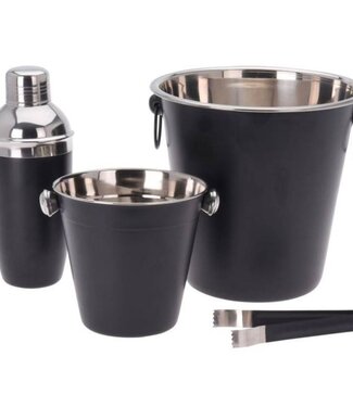 Excellent Houseware Barset 4-delig RVS - mat zwart