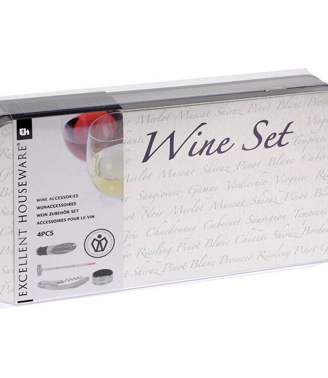 Wijnaccessoires set in blikken box