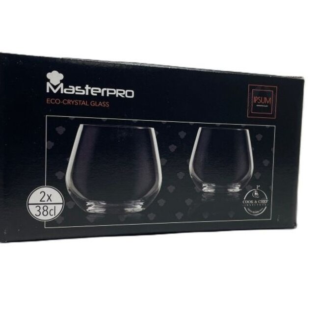 Masterpro Waterglazen 380ml - Kristalglas - 2 stuks