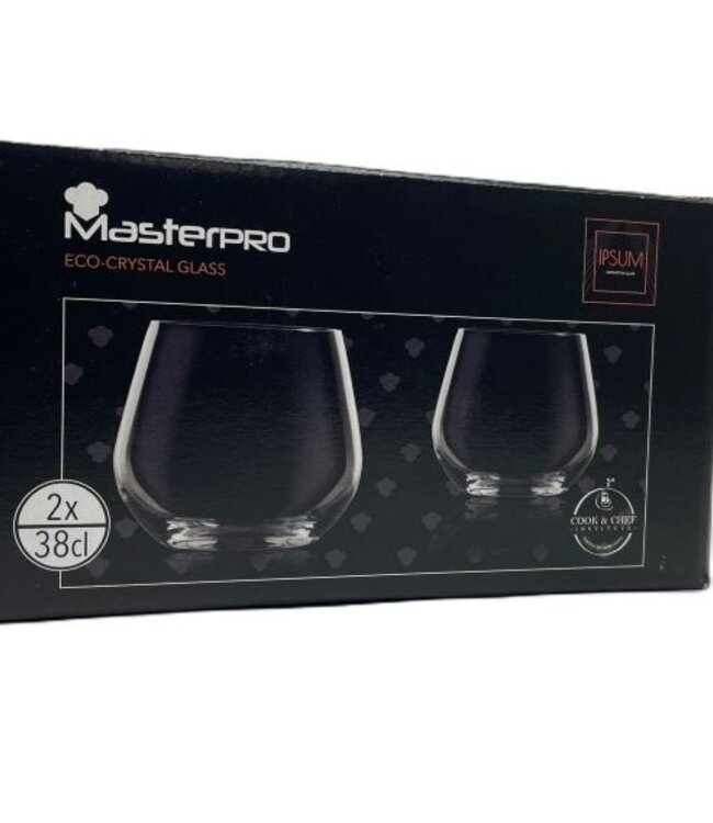Masterpro Waterglazen 380ml - Kristalglas - 2 stuks