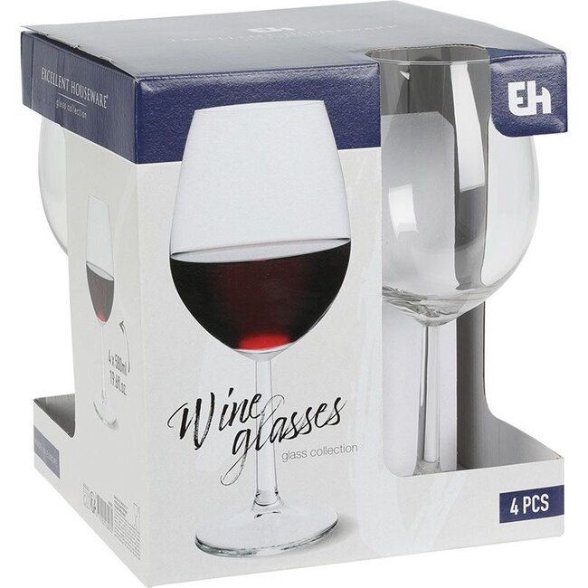 Excellent Houseware Rotweingläser - 4er-Set - 580 ml