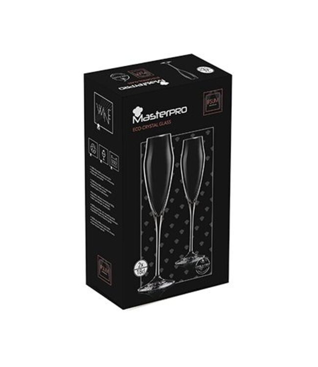 Masterpro Champagneglazen - Fluitglazen - 18.2cl - Kristalglas - 2 stuks