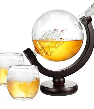 Ceruzo Whiskey Karaf - Globe Decanter - incl. 2 glazen