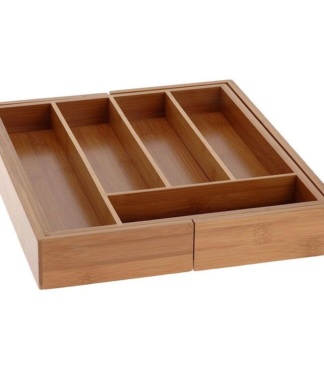 Bamboe uitschuifbare bestekbak