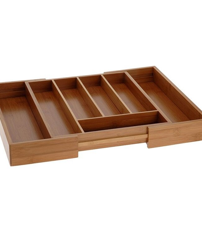 Bamboe uitschuifbare bestekbak