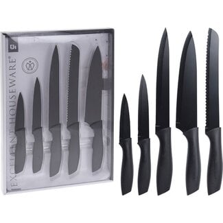 Excellent Houseware Knife set - black - 5 pieces