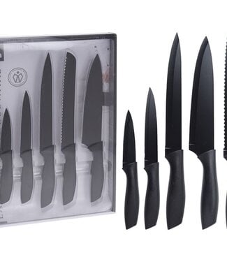 Excellent Houseware Messenset - zwart - 5 stuks