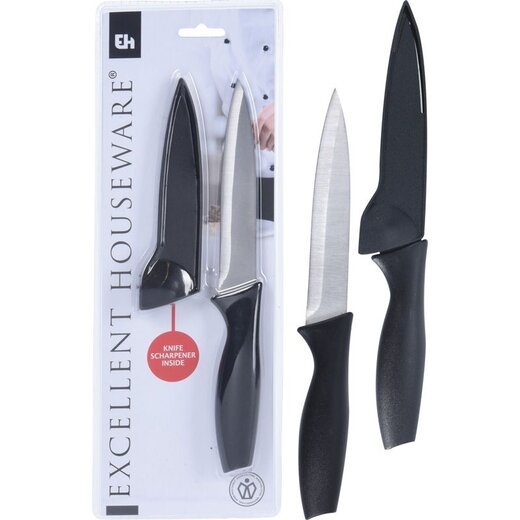Excellent Houseware Keukenmes – incl. houder en slijper