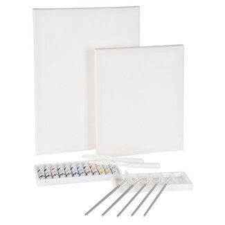 Artist Painting package - 2 pieces Canvases + Acrylic paint + Materials