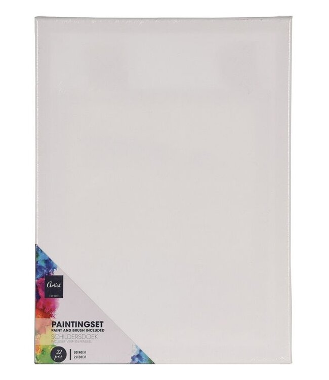 Schilderpakket - 2 stuks Schildersdoeken + Acrylverf + Materialen