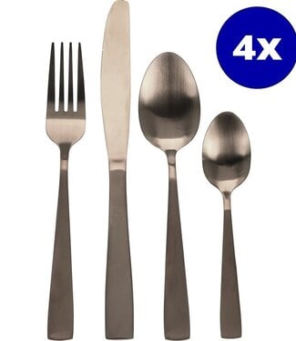 Excellent Houseware Bestekset RVS 16-delig - Mat Goud Gekleurd