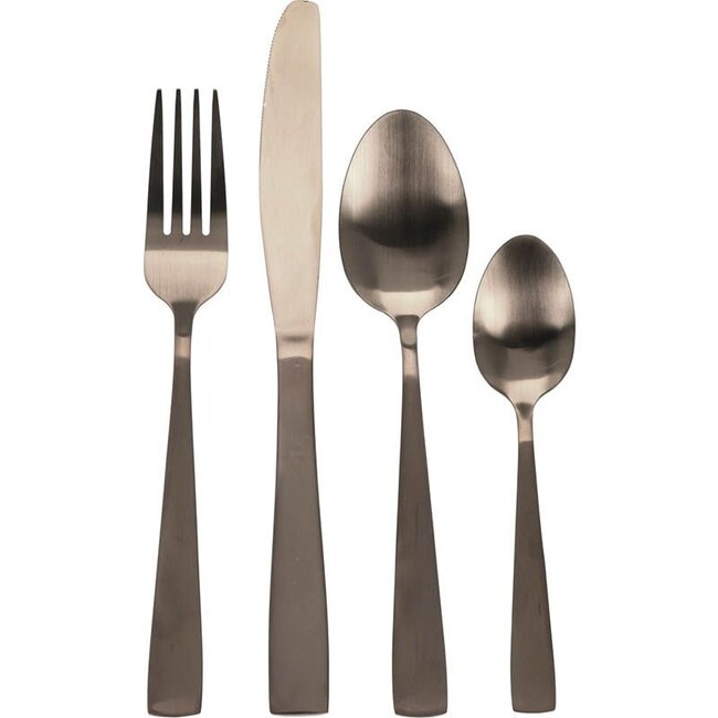 Excellent Houseware Edelstahl-Besteckset - 16-teilig - Mattgold