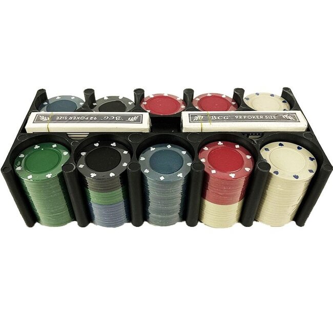 Poker set 200 poker chips - including cards, poker mat and dealer, big blind and small blind