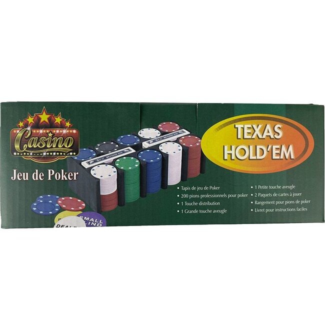 Poker set 200 poker chips - including cards, poker mat and dealer, big blind and small blind