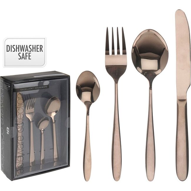 Excellent Houseware Besteckset - 16-teilig - Kupferfarben