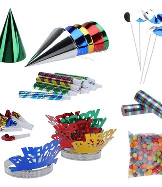 Partyset voor Kinderfeestjes - feesthoedjes, toeters en meer - 191-delig