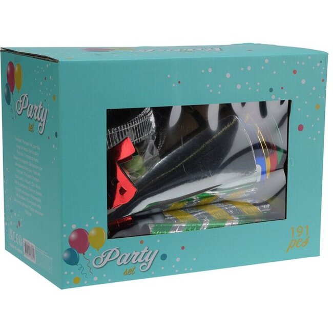 Party set for children's parties - party hats, bells and more - 191 pieces