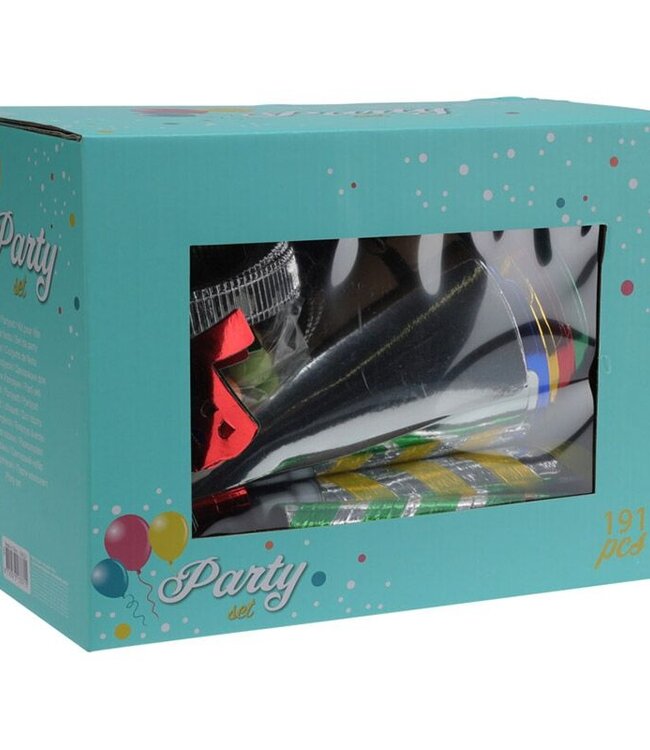 Partyset voor Kinderfeestjes - feesthoedjes, toeters en meer - 191-delig