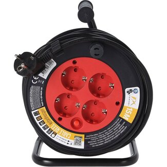 FXcontrol Kabelhaspel 15 meter - 4 Voudig - IP20 - 3 x 1.5mm2