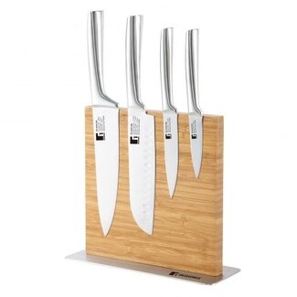 Bergner Knife set with Magnetic Block - 5-piece - stainless steel and bamboo