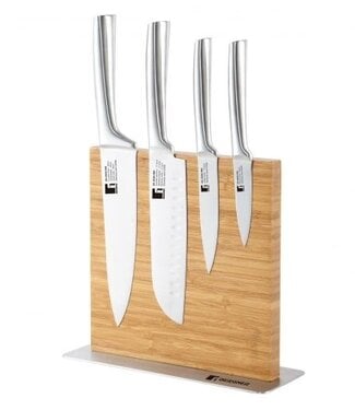 Bergner Messenset met Magneetblok - 5 delig - RVS en bamboe