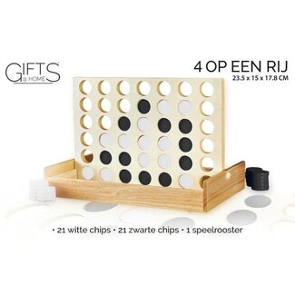 Gifts@Home Vier op een Rij - Hout - Reisspel