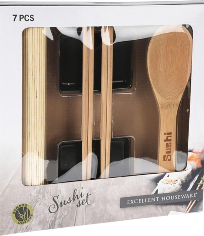 Sushi Set - Bamboe + Keramiek - voor 2 personen