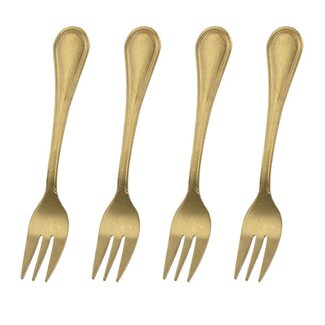 Excellent Houseware Kuchengabeln - 4 Stück - Goldfarben