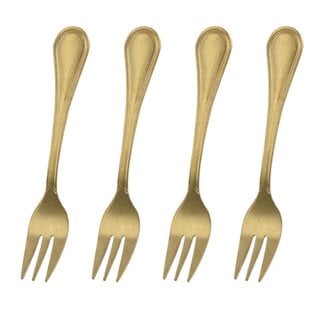 Excellent Houseware Pastry forks - 4 pieces - gold colored